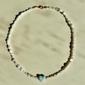 Baby Blue Heart Pearl Kaklo Vėrinys
