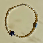 Navy Pearl Star Kaklo Vėrinys