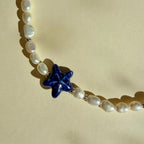 Navy Pearl Star Kaklo Vėrinys