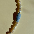 Navy Pearl Star Kaklo Vėrinys